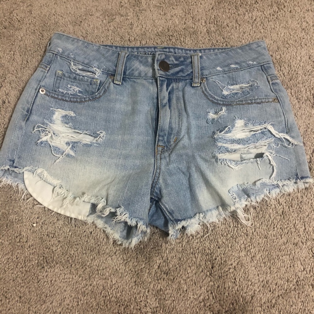 High waist jean cut off shorts